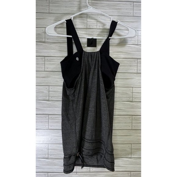 Lululemon Run: Back On Track Tank Top Heathered Black /Gray Size 4 Built In Bra - Picture 2 of 6